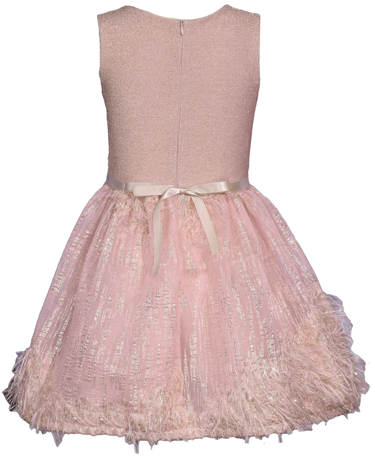 Bonnie Jean Girls Sparkle Knit Feather Dress Blush Size 6
