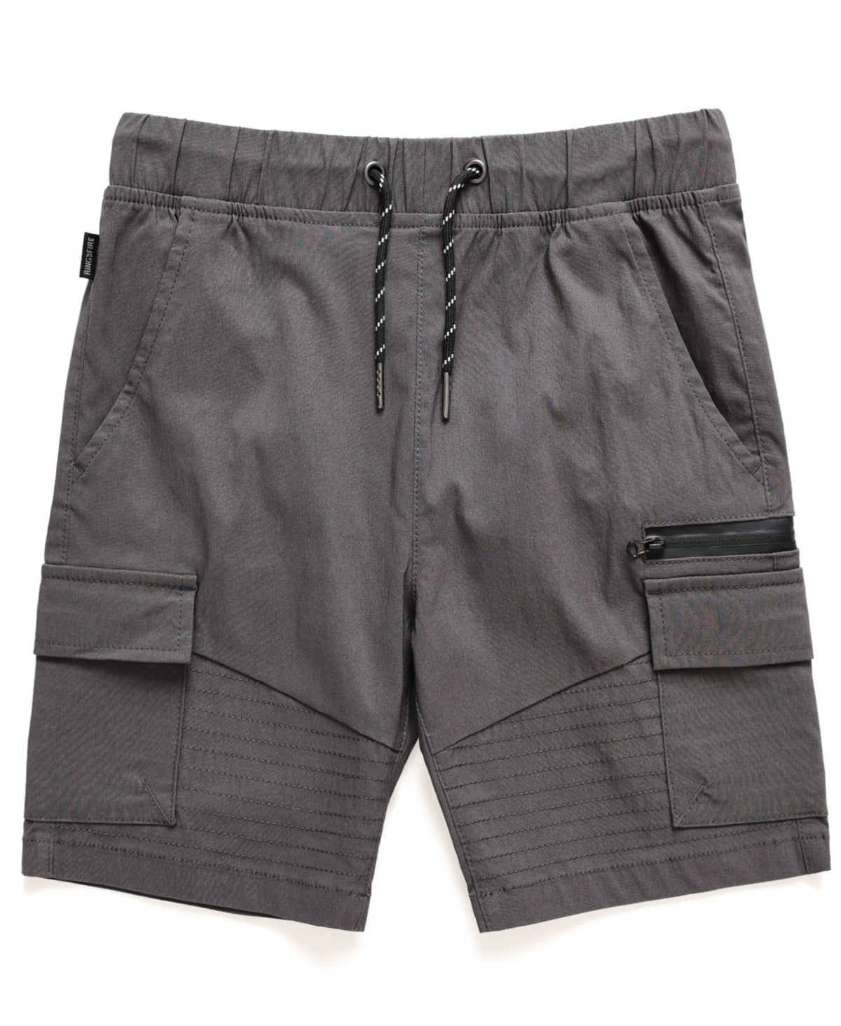 Ring of Fire Big Boys Harley Stretch Tech Fabric Pull-on Cargo Shorts with Moto Detailing - Charcoal