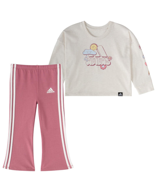 Adidas Girls Long Sleeve Tee and Flare Pant Set 24M