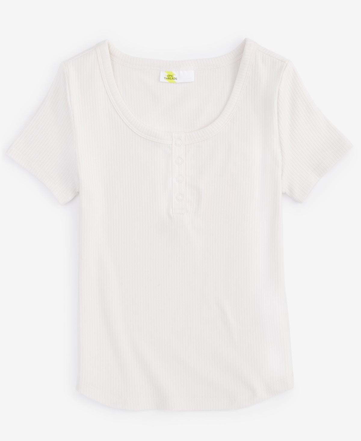 Epic Threads Girls Henley Top, Snowfall White, Size S