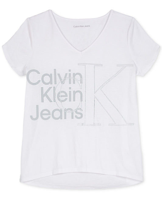 Calvin Klein Girls' V-Neck T-Shirt Size  L