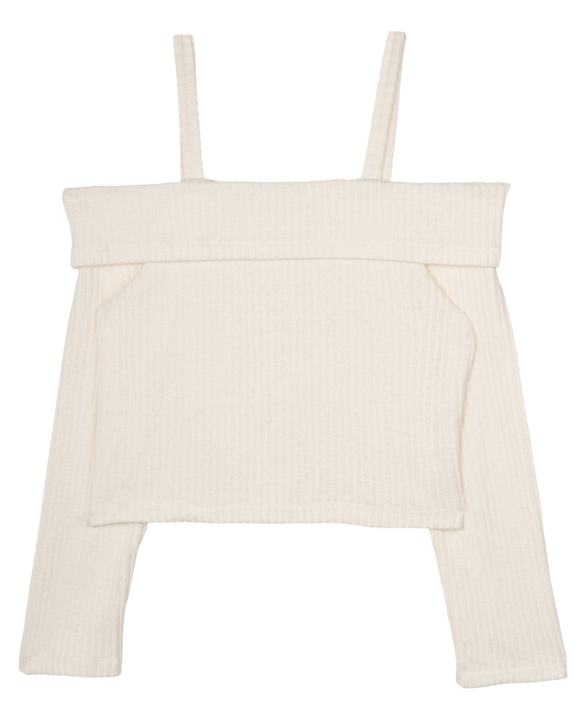 Stella 88 Rib Knit Cold Shoulder Top Ivory, XL girl