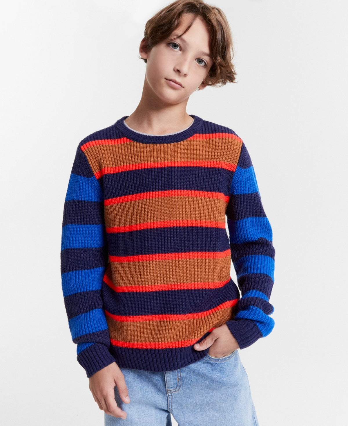 Epic Threads Boys Colorblocked Sweater XS - Travertine Tile