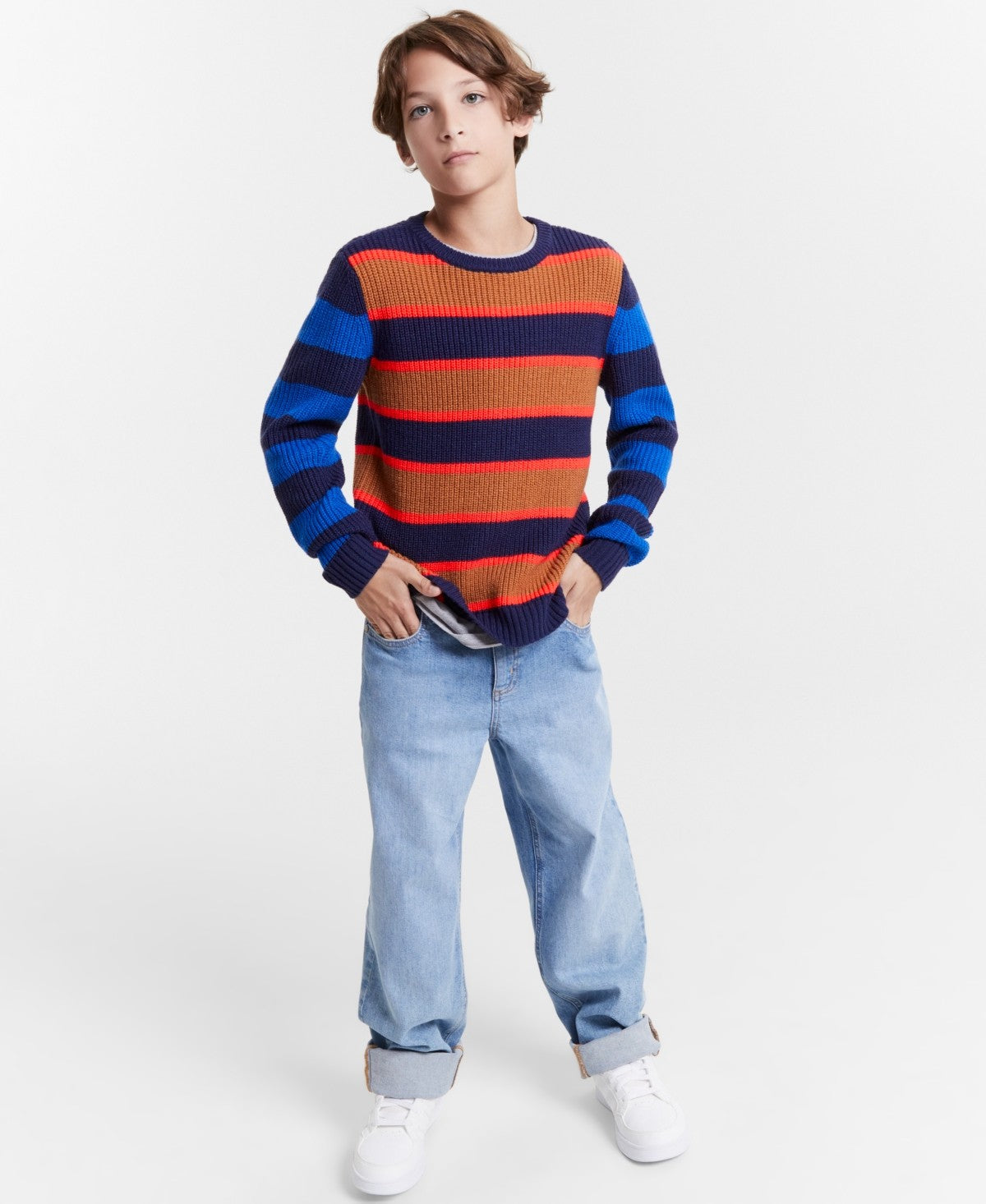 Epic Threads Boys Colorblocked Sweater XS - Travertine Tile