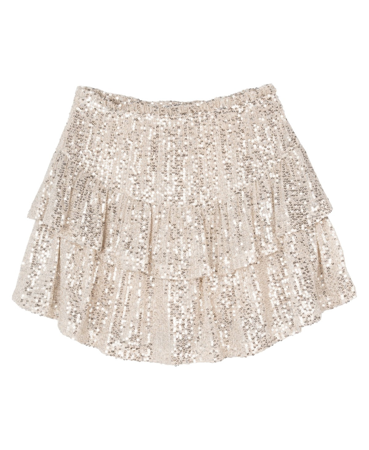 Stella 88 Sequin Mesh Tiered Skirt Ivory, Size L girl