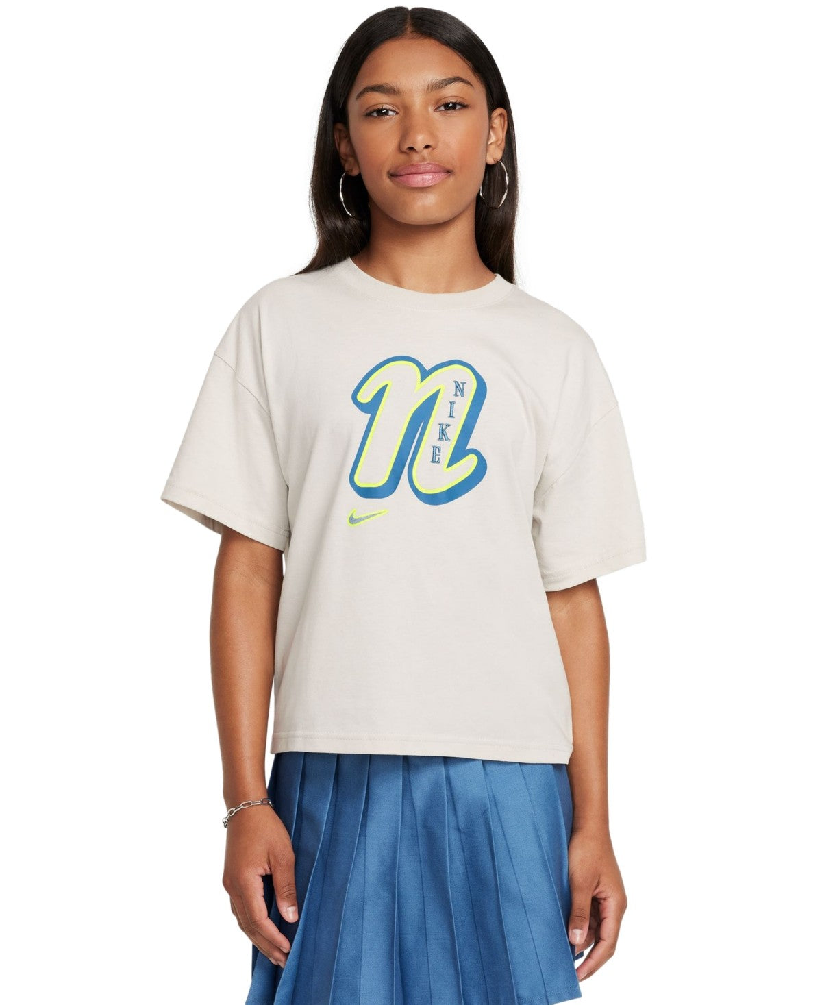 Girls' Nike Sportswear Star Drop Shoulder T-Shirt XL Light Bone