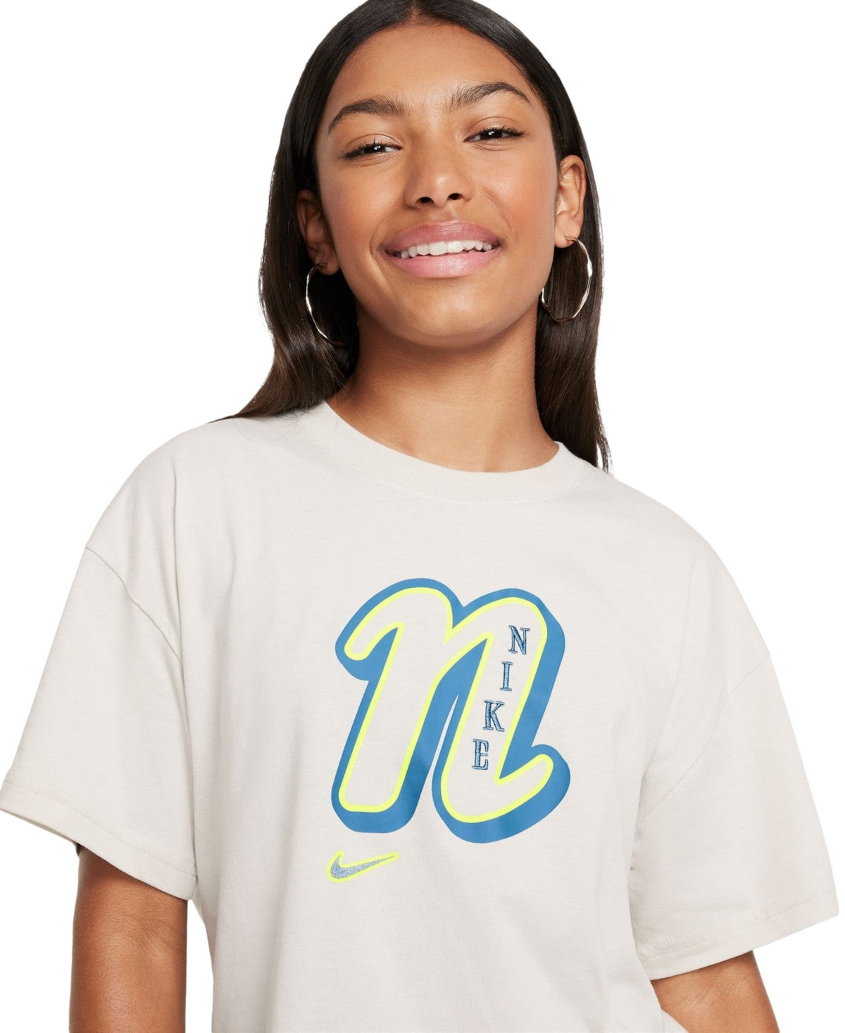 Girls' Nike Sportswear Star Drop Shoulder T-Shirt XL Light Bone