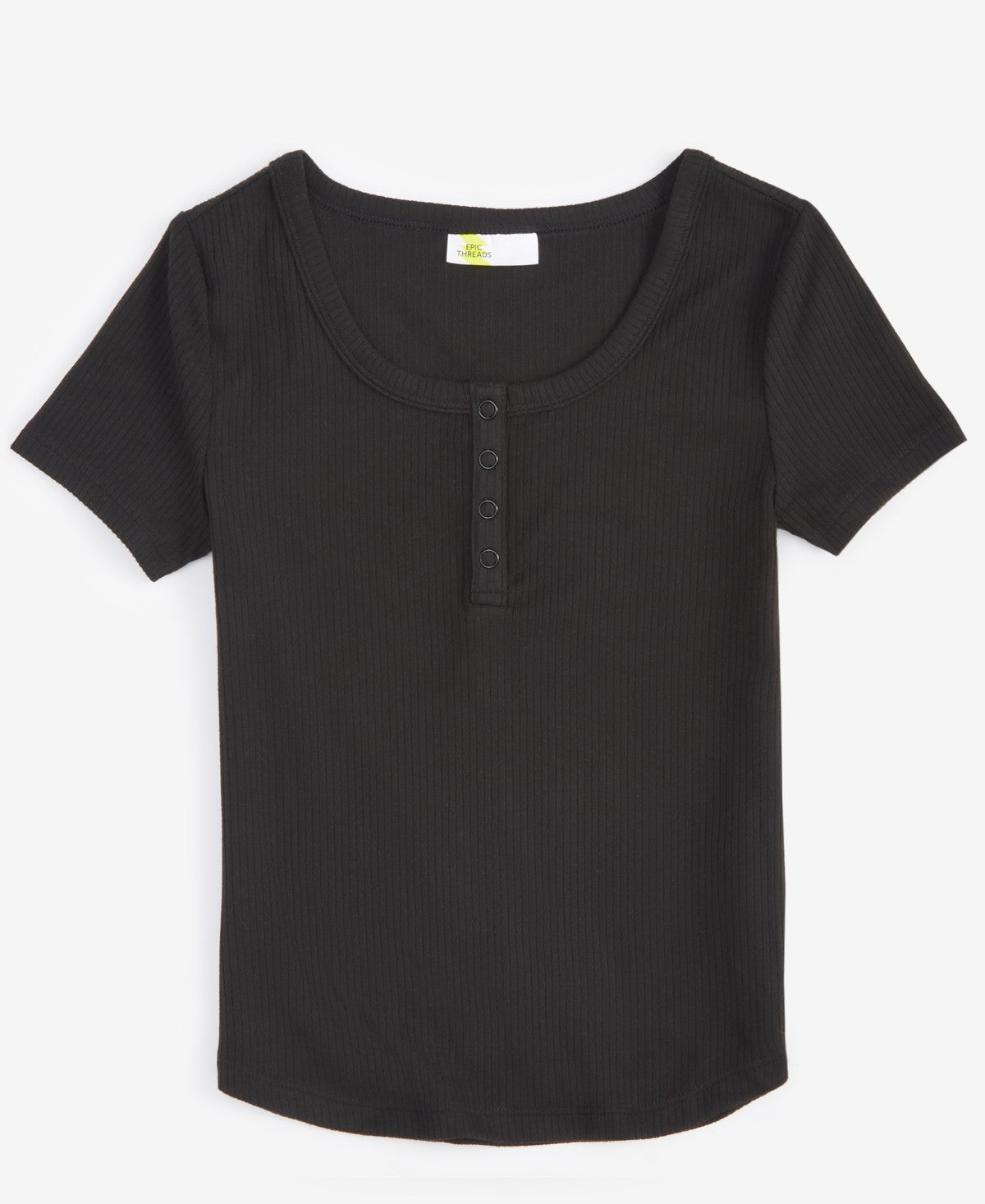 Epic Threads Girls Henley Top, Deep Black, Size S