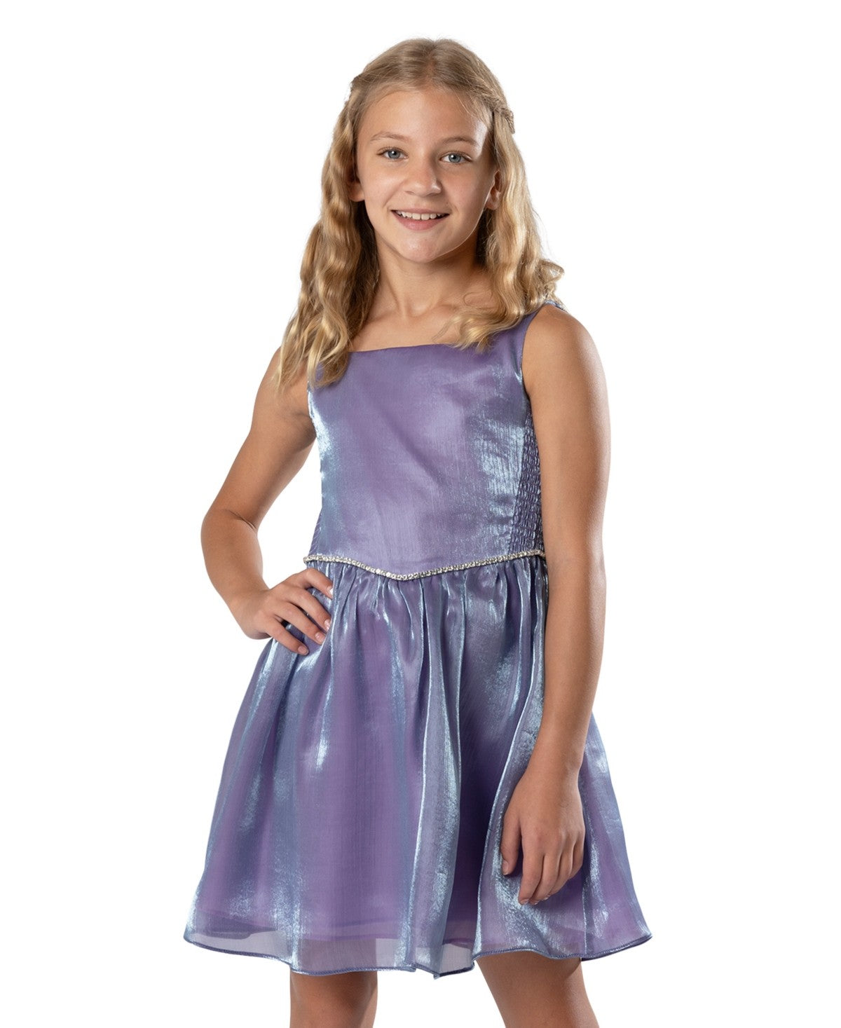 Rare Editions Shimmer Organza Party Dress Lavender, Size 14 Girl