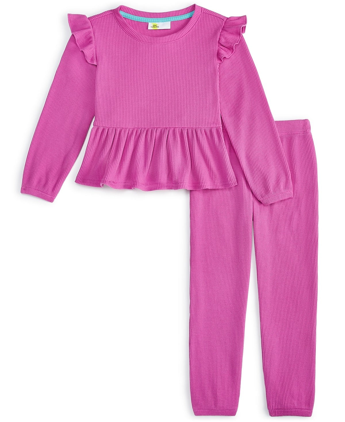Epic Threads Toddler Girls Waffle Peplum Set 3T- Pink Orchid