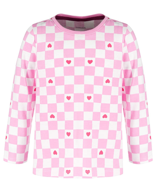 Epic Threads Toddler Girls Heart Checker Printed T-Shirt - Angel White