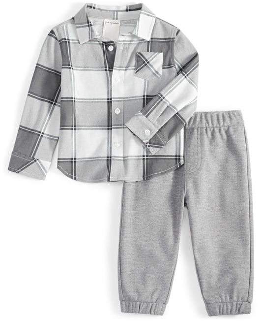 First Impressions Nordic Plaid Shirt & Pants Set, 18 Months Boy