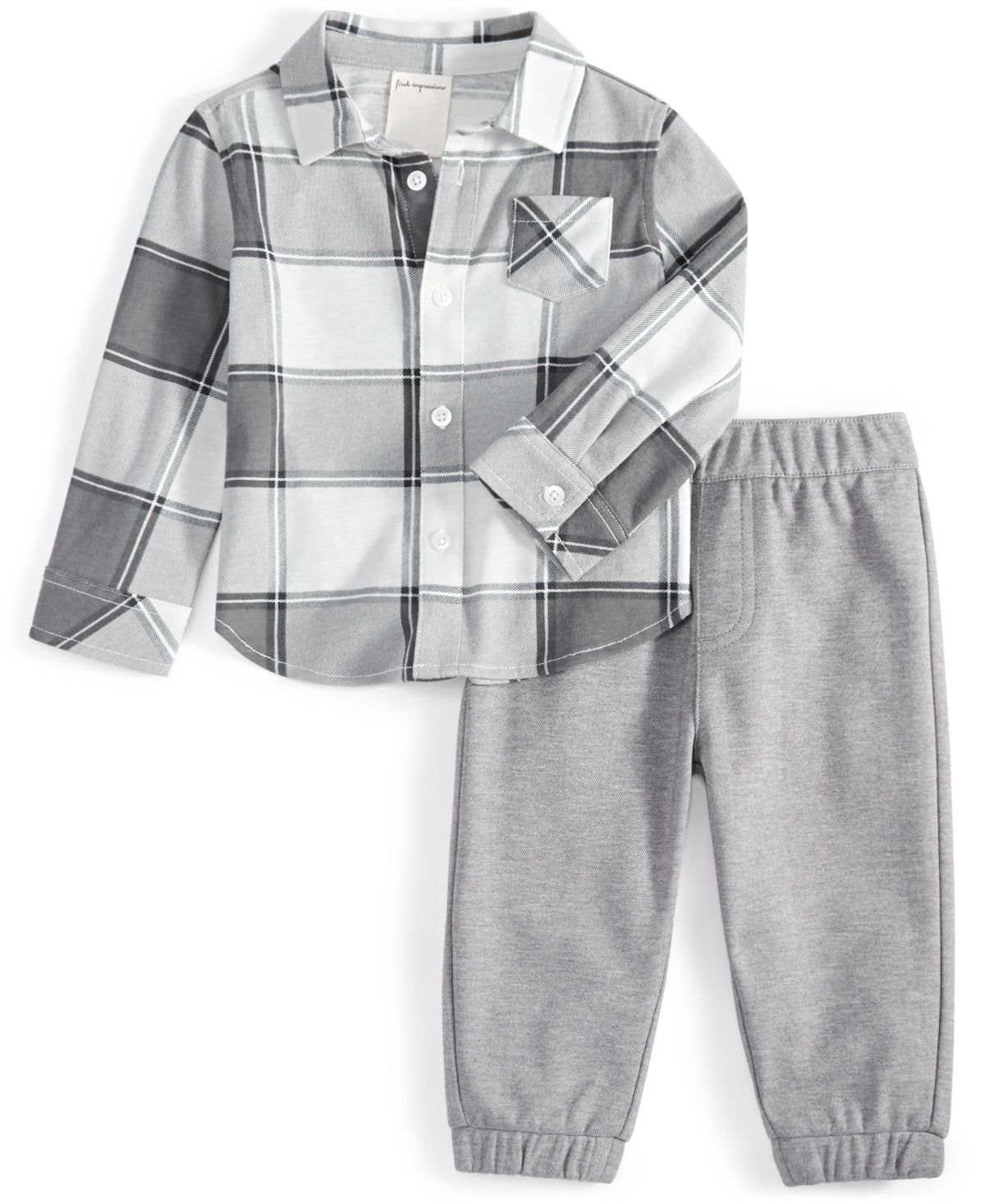 First Impressions Nordic Plaid Shirt & Pants Set, 18 Months Boy
