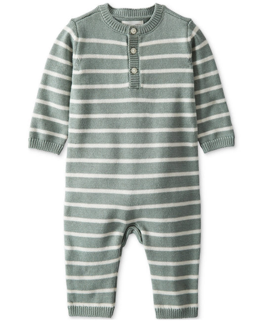 Carter's Organic Striped Jumpsuit, 6M Green Stripe boys