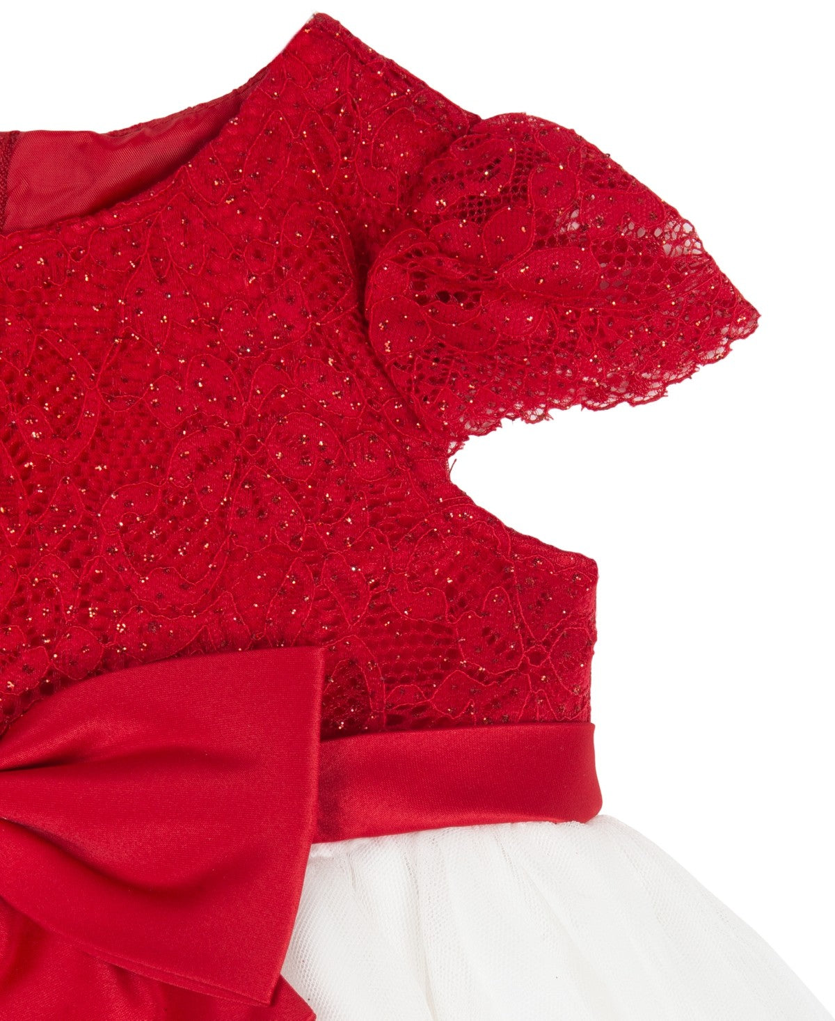 Rare Editions Lace Mesh Dress, Red, 18 Months Girl