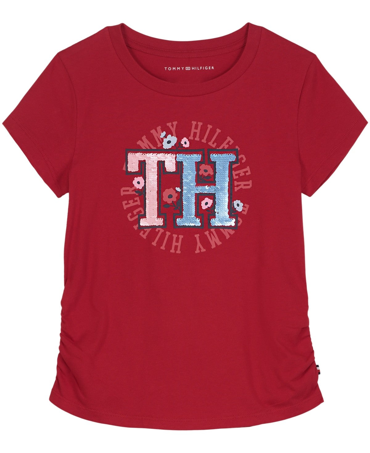 Tommy Hilfiger Sequin Logo T-Shirt Chili Pepper, Size 16