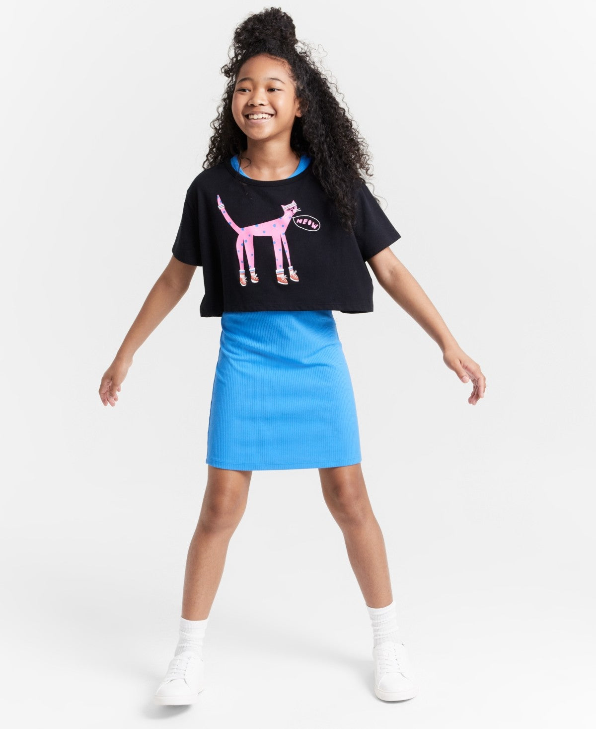 Epic Threads Girls Meow Top & Ribbed Dress Set, XS