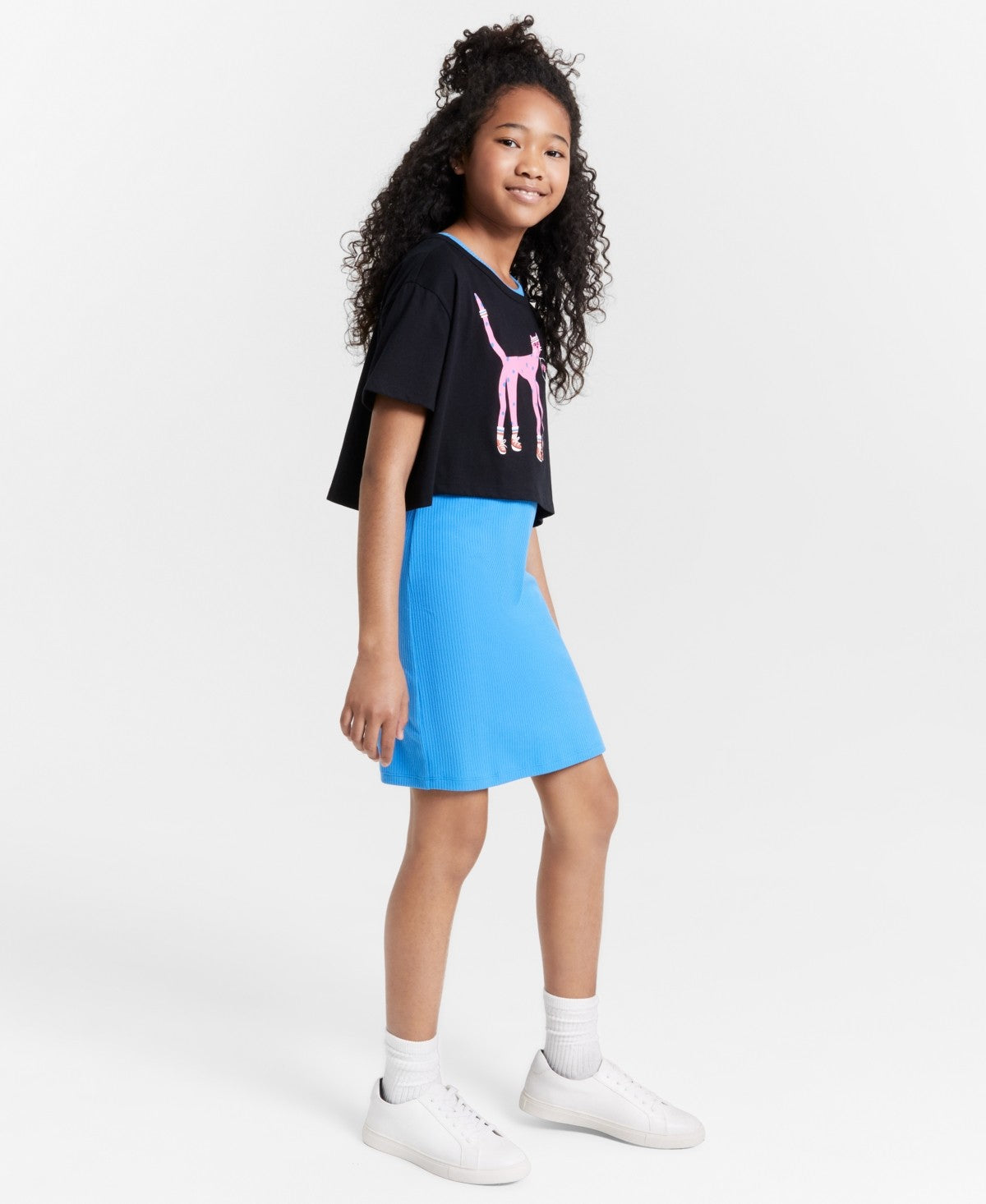 Epic Threads Girls Meow Top & Ribbed Dress Set, XS