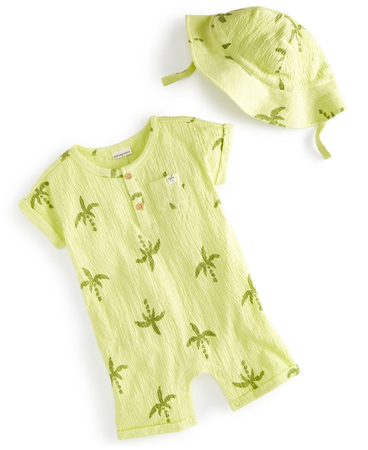 First Impressions Baby Boys Henley Romper & Hat Set, 3-6 Months