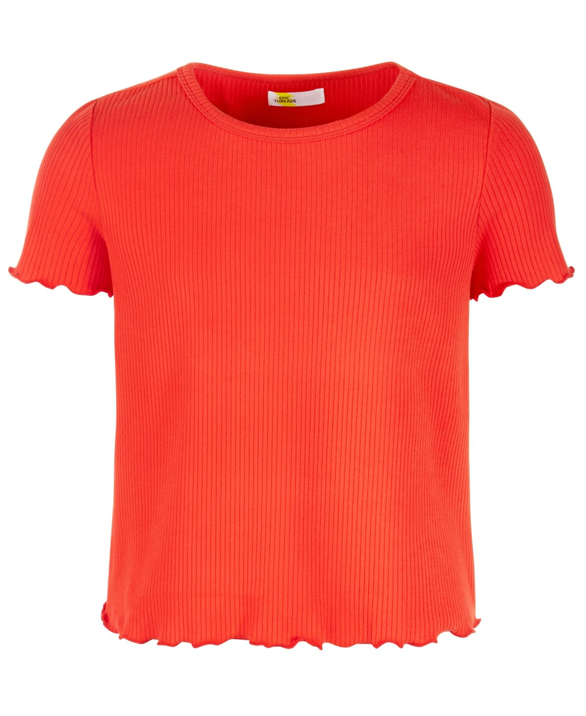 Epic Threads Girls Solid Ribbed T-Shirt - Atomic Orange