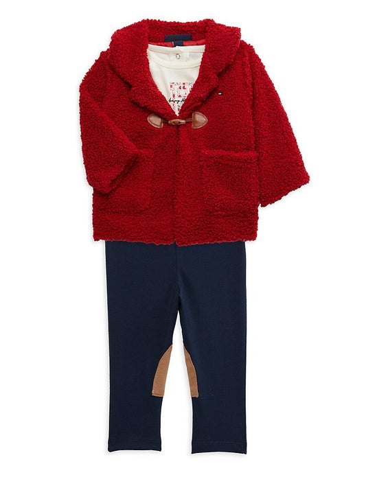 Tommy Hilfiger 3-Piece Baby Girl Set, Red, 6-9 Months