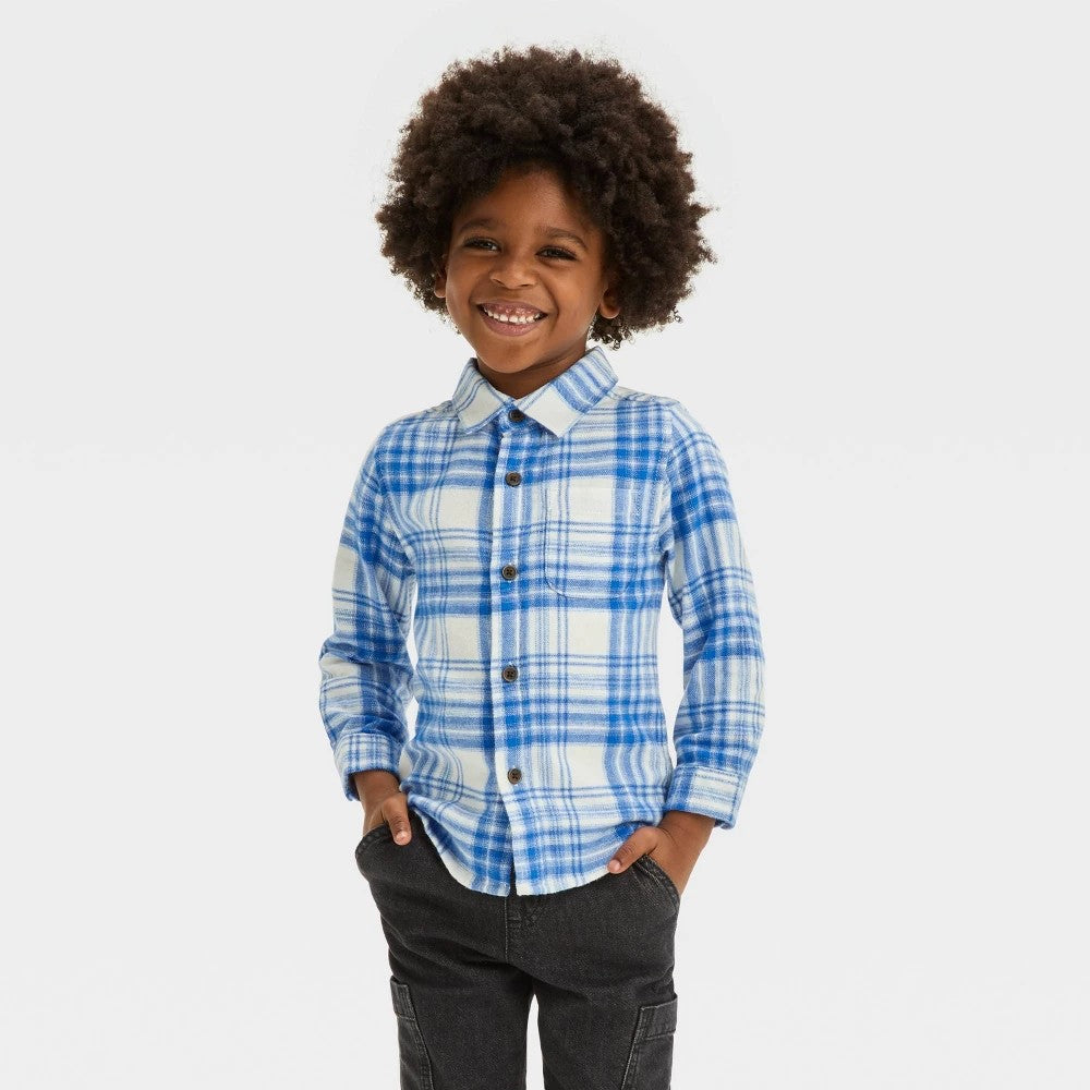 Cat & Jack Boys Flannel Shirt Blue Size 3T