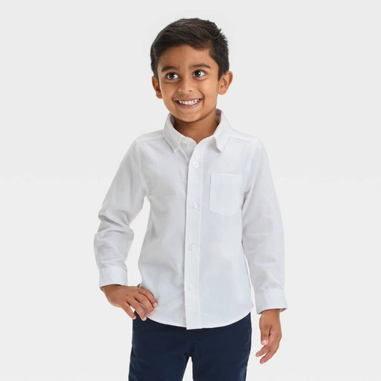 Toddler Boys' Long Sleeve Oxford 'Button-Down' Shirt - Cat & Jack™ White 12M