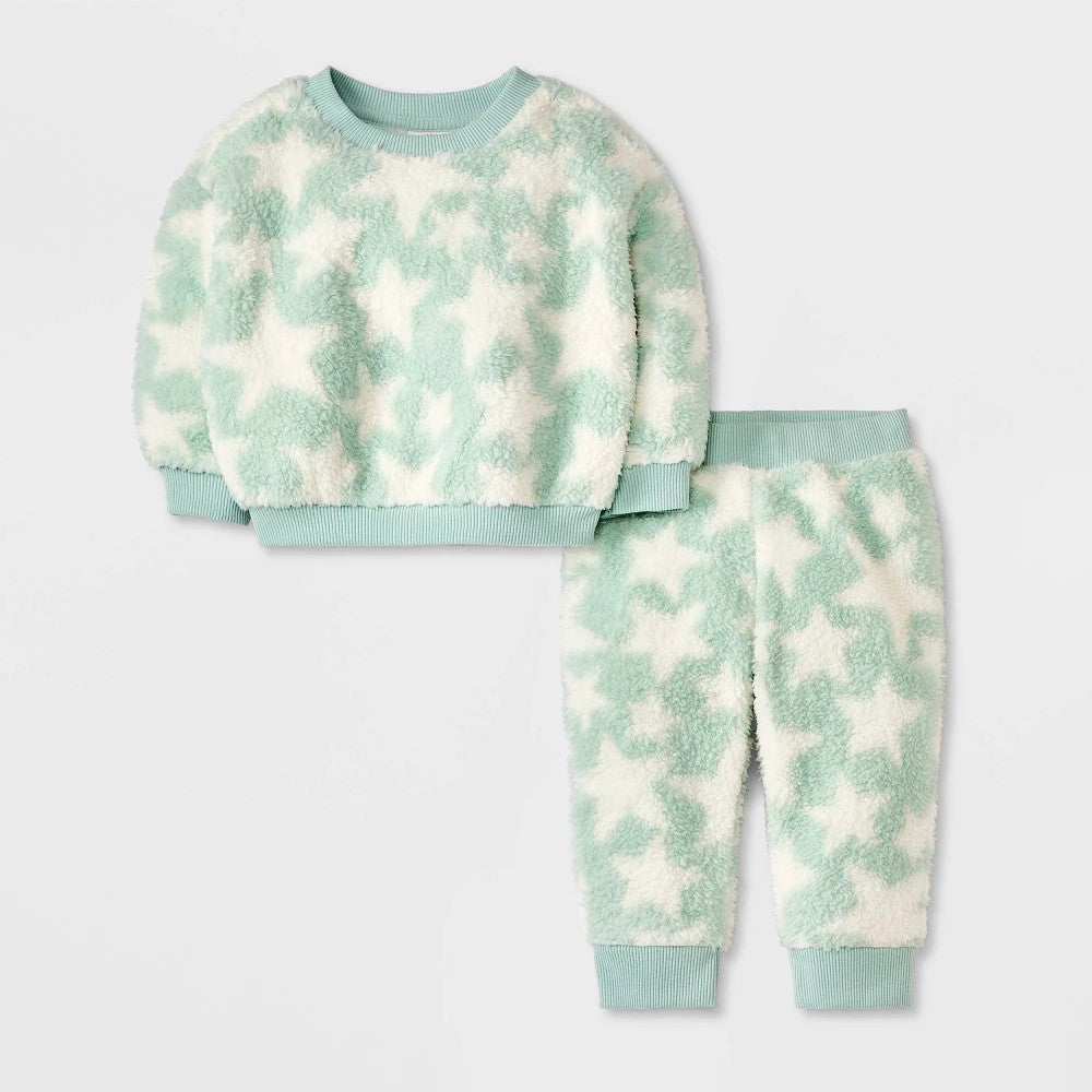 Baby Shearling Top & Bottom Set - Cat & Jack Mint