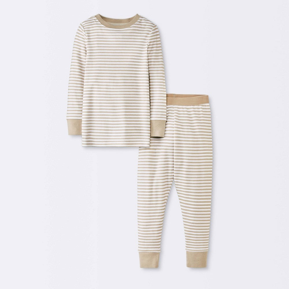 Toddler 2pc Long Sleeve Striped Snug Fit Cotton Pajama Set - Cloud Island™ 4T