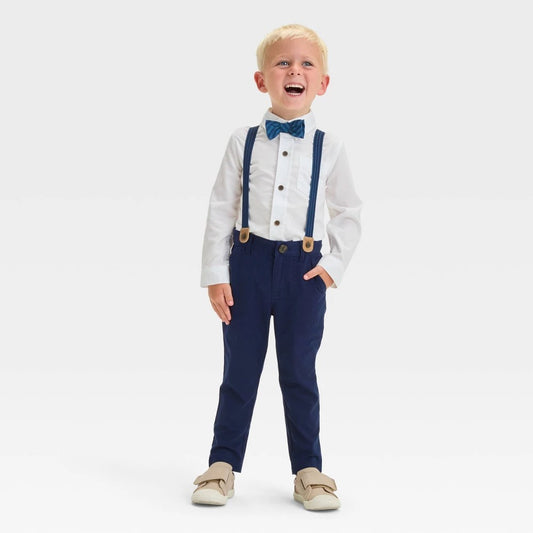 Cat & Jack Toddler Boys' Suspender Pants Set 12M White