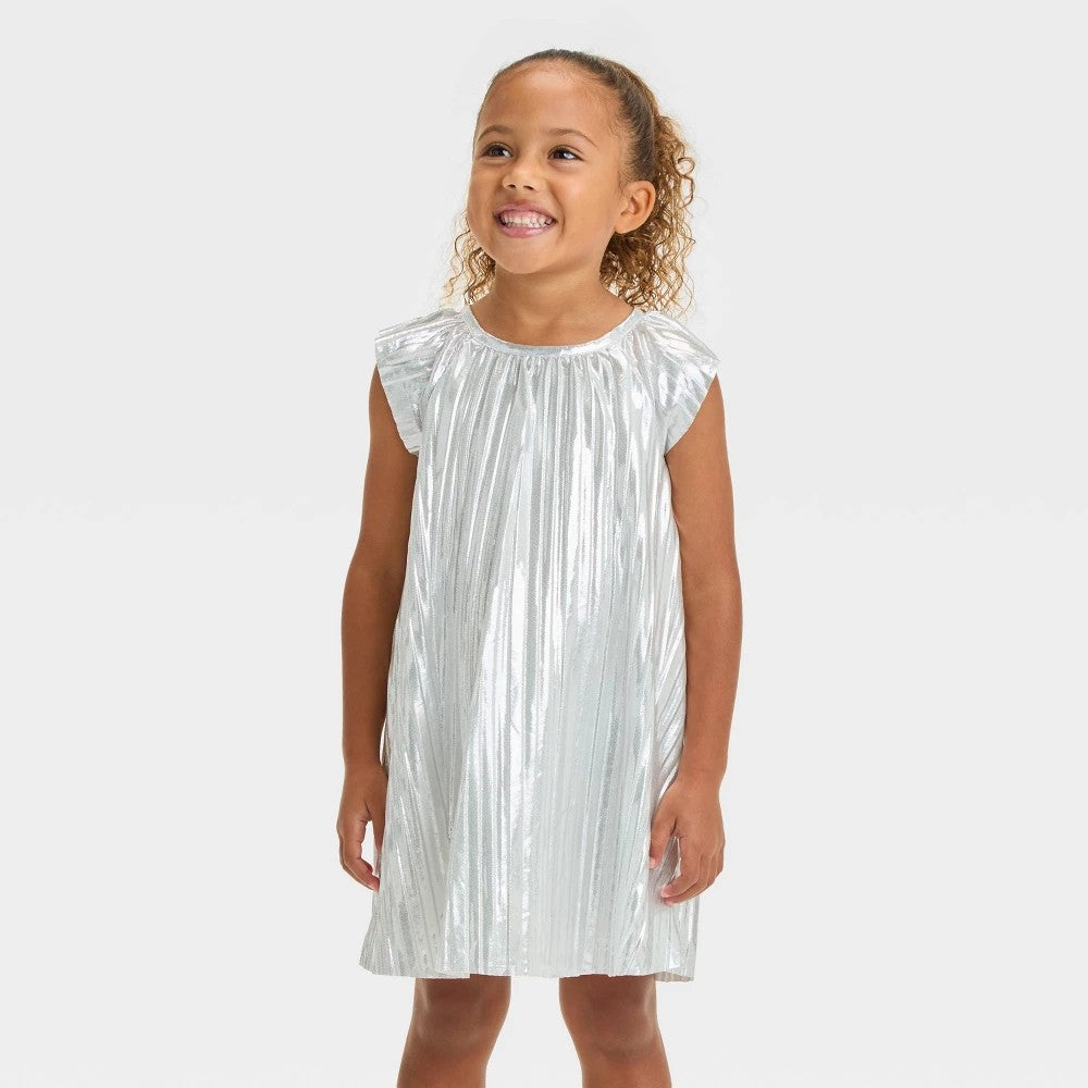OshKosh B'gosh Toddler Girls' Shimmer Dress Silver, 18M