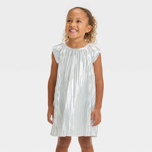 OshKosh B'gosh Toddler Girls' Shimmer Dress Silver, 18M