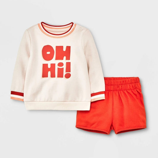 Cat & Jack Baby Graphic Top & Bottom Set 12M Off-White boys