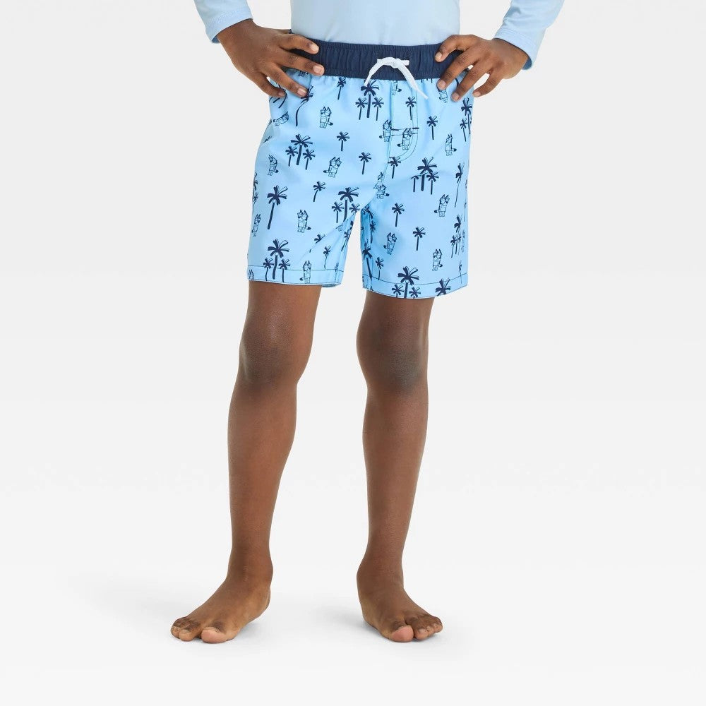 Toddler Boys' Bluey Swim Shorts - Blue 3T
