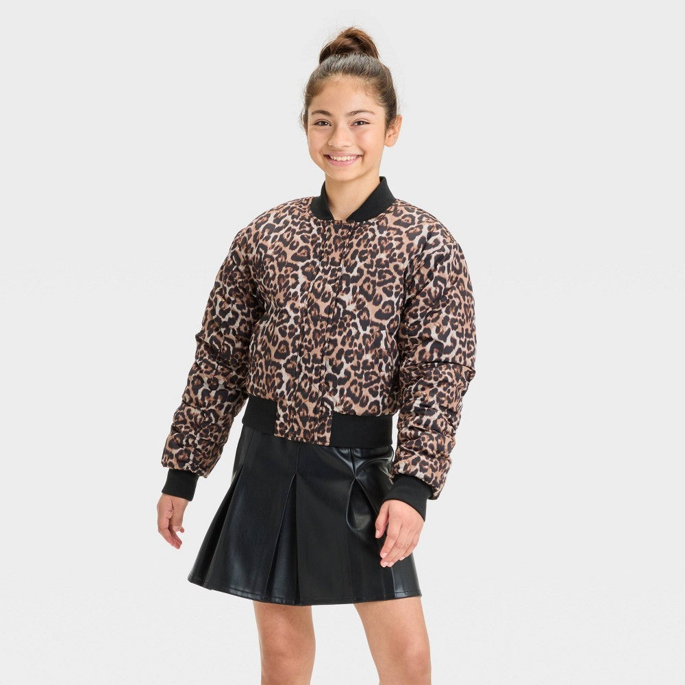 Art Class Girls' Bomber Jacket Brown Size L