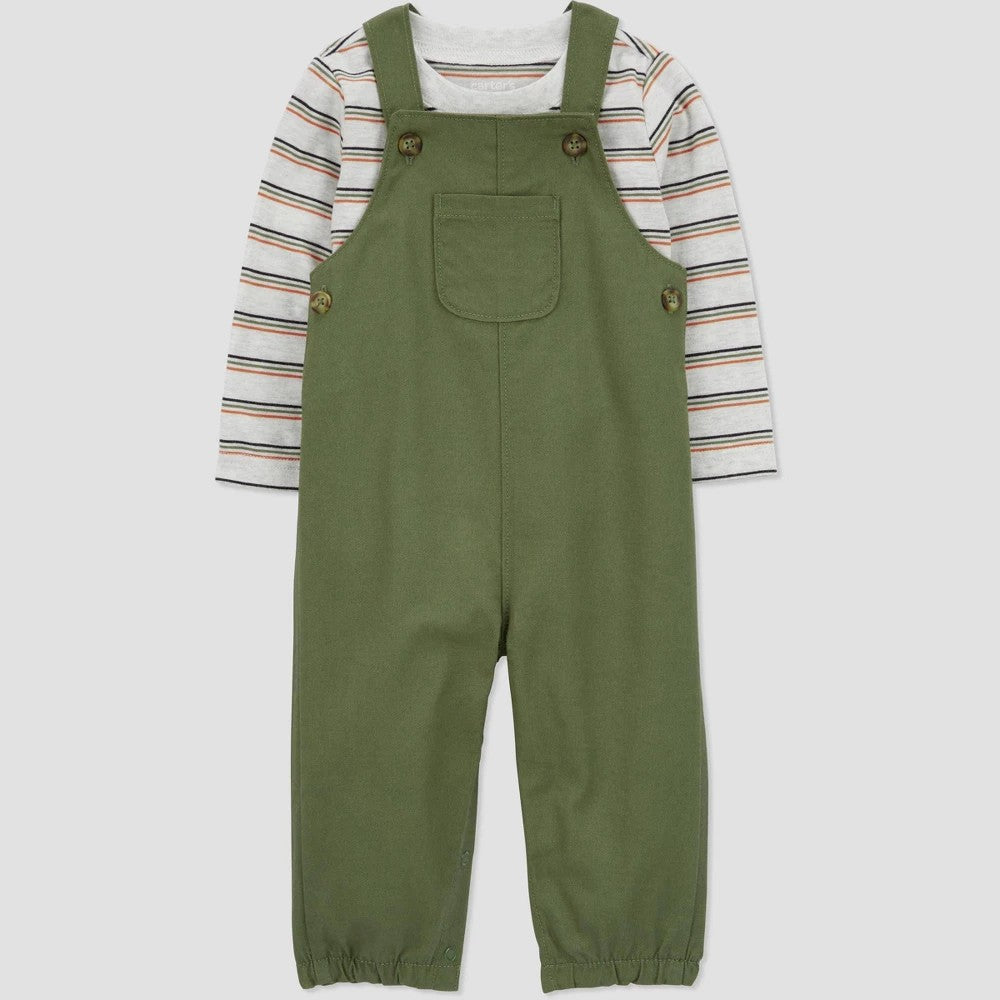Carter's Baby Boys' Striped Set - Green 3M, Cotton Blend