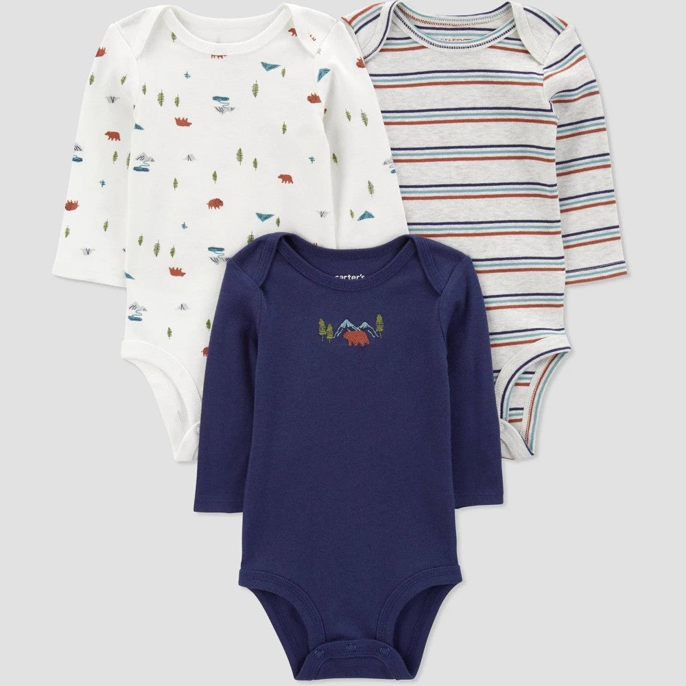 Carter's Just One You Baby Boys' 3pk Bodysuits - Blue newborn