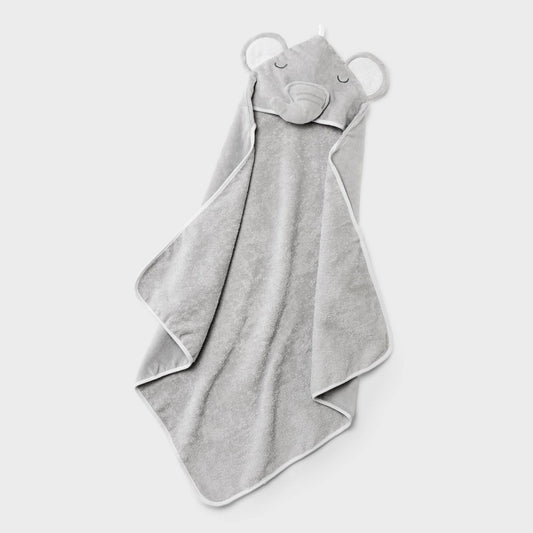Cloud Island Baby Hooded Towel Gray Elephant Cotton Terry 30"x30"