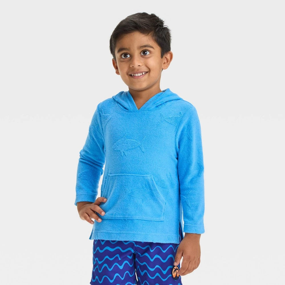 Cat & Jack Toddler Boys' Sharks Pullover Cover-Up 2T Blue
