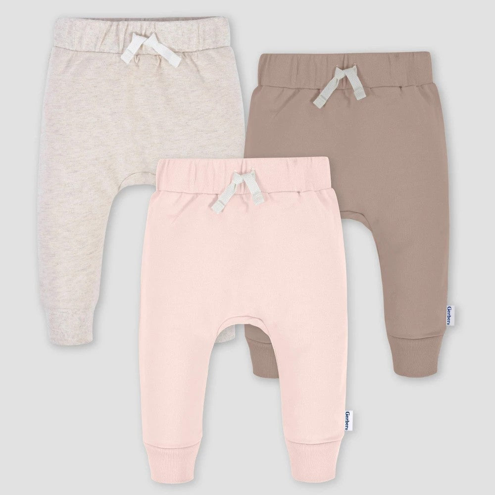 Gerber boys Jogger Pants 6-9M Pink Cotton Spandex  3pack