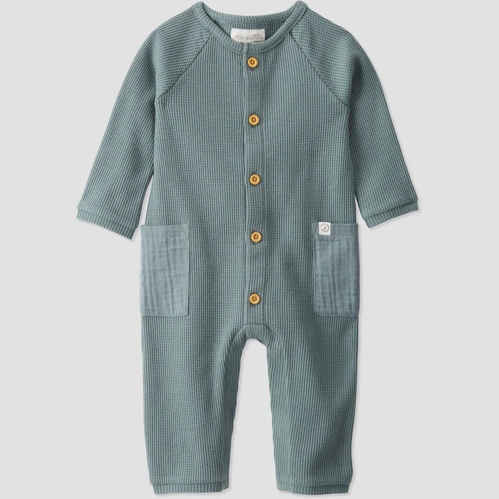 Little Planet by Carter's Organic Waffle Romper, Gray 9M