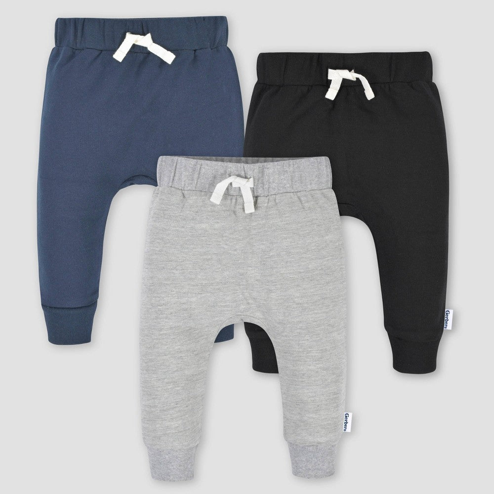 Gerber Baby boys Jogger Pants 6-9M Heathered Gray Cotton 3Pack
