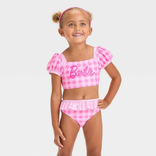 Barbie Toddler Girls' Tankini Set Pink 4T - UPF 50+ Swimwear