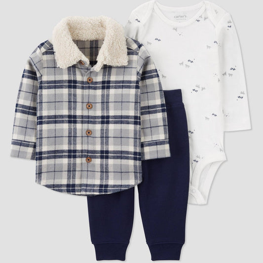 Carter's Baby Boys' Button-Down Top & Bottom Set 6M Gray/Blue