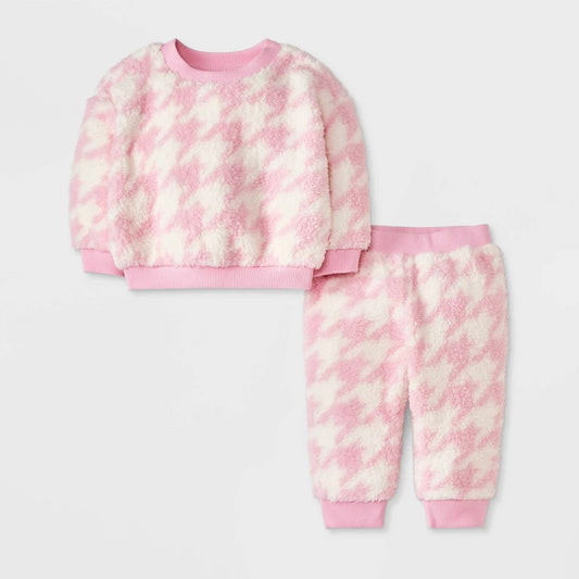 Baby Shearling Top & Bottom Set - Cat & Jack™ Light Pink 12M