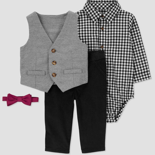 Carter's Just One You® Baby Boys' 3pc Gingham Vest Set - Black 18M