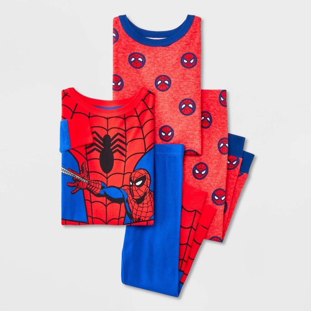Toddler Boys' 4pc Snug Fit Marvel Spider-Man Cotton Pajama Set - Blue 2T