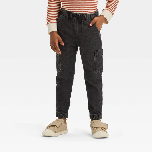 Cat & Jack Toddler Boys' Denim Cargo Jogger Pants 3T  Black
