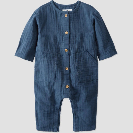 Little Planet Organic Gauze Romper - Newborn Blue boys