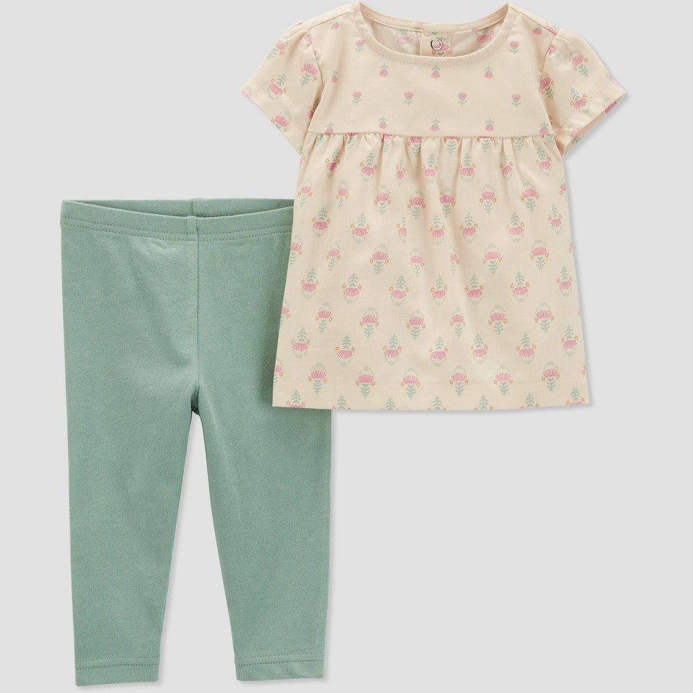 Carter's  Baby Girls' Ruffle Top & Bottom Set Tunic & Pull-on Pant Outfit